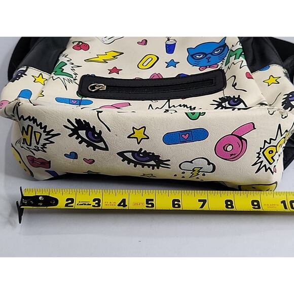 Betsey Johnson POW MEOW Backpack FAUX LEATHER 1980's Retro Comic Retired FLAW - Picture 14 of 15